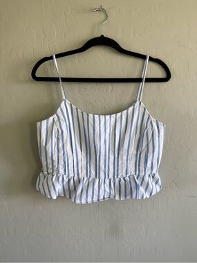 American Eagle Outfitters White Cami with Blue Stripes